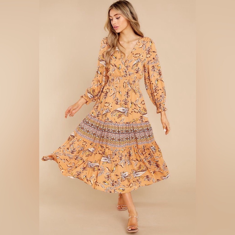 EUC Bohme Midi Dress Feathers Bohemian Women's Small